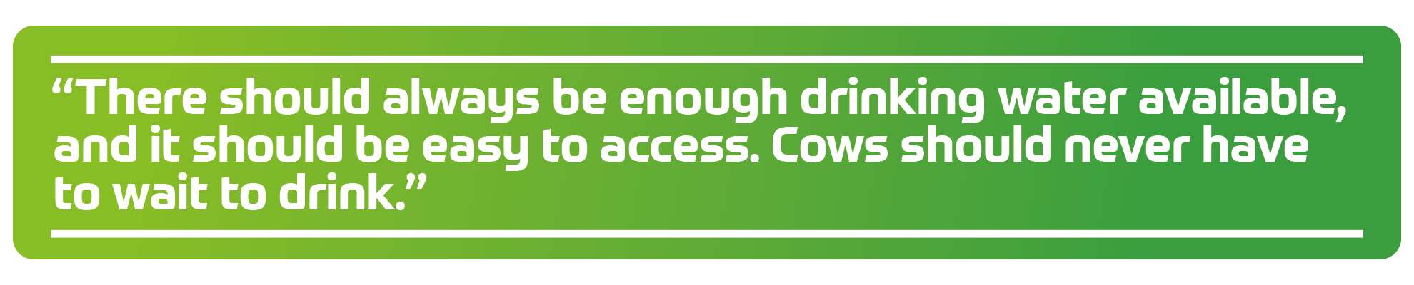 &ldquo;There should always be enough drinking water available, and it should be easy to access. Cows should never have to wait to drink.&rdquo;